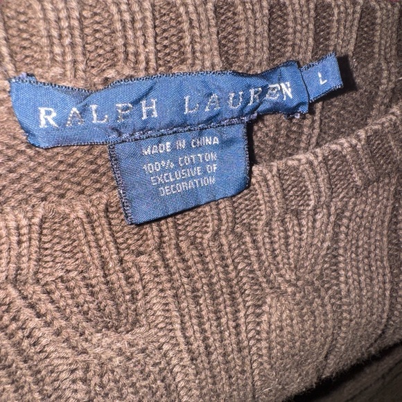 Ralph Lauren Dark Brown Cable-Knit Crewneck Sweater - Picture 3 of 3